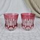 2 pc Waterford Simply PINK ROSE Double Old Fashioned Glasses