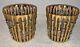 (2) vintage mid century Imperial Glass Bambu Gold Double Old Fashioned Glasses