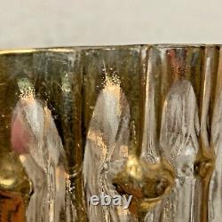 (2) vintage mid century Imperial Glass Bambu Gold Double Old Fashioned Glasses