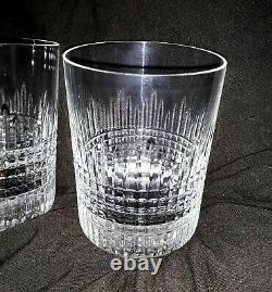 3 Baccarat Crystal Nancy Double Old Fashioned Tumbler Glasses Signed 4 1/8