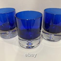 3 Block Stockholm Cobalt Crystal Double Old Fashioned Blown Glass Bubble Base 4