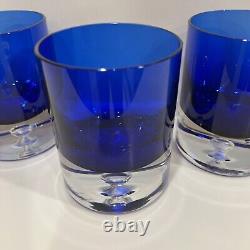 3 Block Stockholm Cobalt Crystal Double Old Fashioned Blown Glass Bubble Base 4
