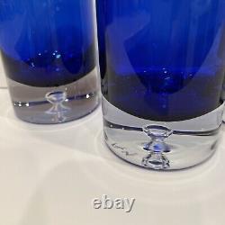 3 Block Stockholm Cobalt Crystal Double Old Fashioned Blown Glass Bubble Base 4