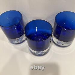 3 Block Stockholm Cobalt Crystal Double Old Fashioned Blown Glass Bubble Base 4