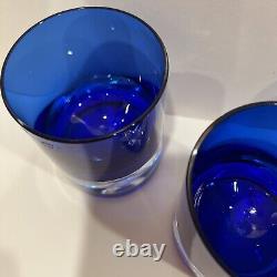 3 Block Stockholm Cobalt Crystal Double Old Fashioned Blown Glass Bubble Base 4