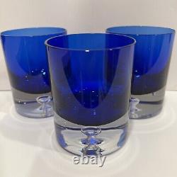 3 Block Stockholm Cobalt Crystal Double Old Fashioned Blown Glass Bubble Base 4