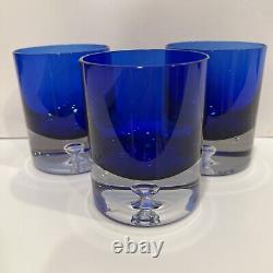 3 Block Stockholm Cobalt Crystal Double Old Fashioned Blown Glass Bubble Base 4