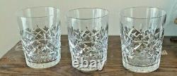 3 Elegant Waterford Crystal Lismore 4 3/8 Double Old Fashioned Tumblers. Signed