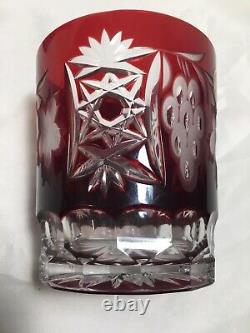 (3) Hungary 4 Inch Handblown OLD FASHIONED Crystal (Red, Pink, Cobalt)