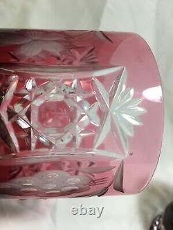 (3) Hungary 4 Inch Handblown OLD FASHIONED Crystal (Red, Pink, Cobalt)