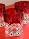 3 Lenox Winter Greetings Double Old Fashioned Glass Ruby ETCHED TO CLEAR MINT