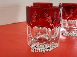 3 Lenox Winter Greetings Double Old Fashioned Glass Ruby ETCHED TO CLEAR MINT