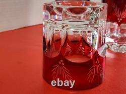 3 Lenox Winter Greetings Double Old Fashioned Glass Ruby ETCHED TO CLEAR MINT