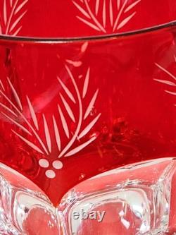 3 Lenox Winter Greetings Double Old Fashioned Glass Ruby ETCHED TO CLEAR MINT
