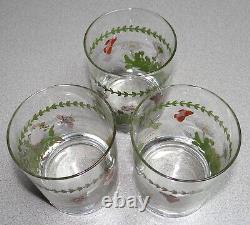 3 Mint Portmeirion BOTANIC GARDEN Double Old-Fashioned Glasses, 12 oz