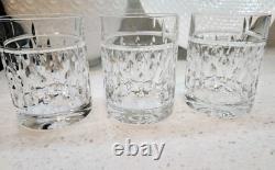 3 Ralph Lauren Aston Double Old Fashioned Whiskey Glasses Crystal Vert Cut Rim