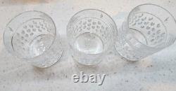 3 Ralph Lauren Aston Double Old Fashioned Whiskey Glasses Crystal Vert Cut Rim