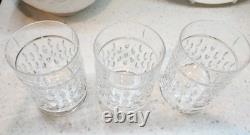 3 Ralph Lauren Aston Double Old Fashioned Whiskey Glasses Crystal Vert Cut Rim