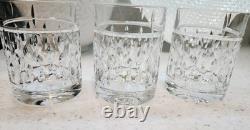 3 Ralph Lauren Aston Double Old Fashioned Whiskey Glasses Crystal Vert Cut Rim