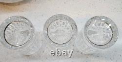 3 Ralph Lauren Aston Double Old Fashioned Whiskey Glasses Crystal Vert Cut Rim