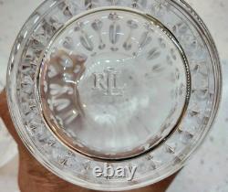 3 Ralph Lauren Aston Double Old Fashioned Whiskey Glasses Crystal Vert Cut Rim