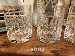 3 Ralph Lauren Aston Double Old Fashioned Whiskey Glasses Crystal Vert Cut Rim