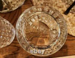 3 Ralph Lauren Aston Double Old Fashioned Whiskey Glasses Crystal Vert Cut Rim
