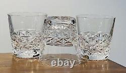 3 Rare Vintage Webb Crystal double old fashioned whiskey Glasses DISCONTINUED