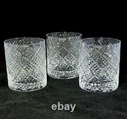3 (Three) FABERGÉ WAFFLE Cut Lead Crystal DBL Old Fashioned Glasses-DISCONTINUED
