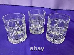3 Vntg Ralph Lauren Crystal Glen Plaid Double Old Fashioned Whiskey Glasses MINT