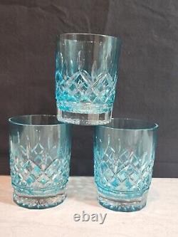 3 Waterford Crystal Aqua Lismore Double Old Fashioned Glasses