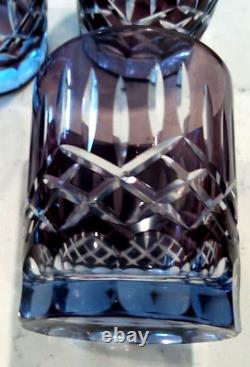 4 AJKA Purple Cut-To-Clear 12 Oz. DOUBLE OLD FASHIONED GLASSES Hungary