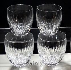 4 BACCARAT CRYSTAL MASSENA 13 oz. DOUBLE OLD FASHIONED TUMBLER GLASSES 3 7/8