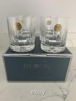 4 BLOCK Dusk Crystal Double Old Fashioned Glasses RARE Heavy Lowball. New in Box