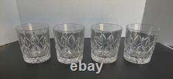 4 Block Crystal Double Old Fashioned Glasses VTG Heavy Lowball Marked On Bottom