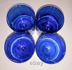 4 Block Stockholm Double Old Fashioned Suspended Bubble Cobalt Blue Blown Glass