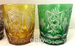 4 Bohemian Cut to Clear Czech Grapes Marsala Ajka Double Old Fashioned Tumblers