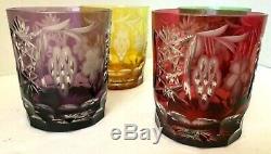 4 Bohemian Cut to Clear Czech Grapes Marsala Ajka Double Old Fashioned Tumblers