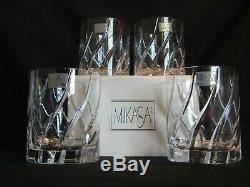 4 Brand New Mikasa Olympus Double Old Fashioned Rocks Fine Crystal Glasses 3 ¾