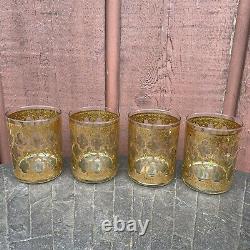 4 Culver LTD Valencia 22 Kt Gold Double Old Fashioned Glasses EXCELLENT