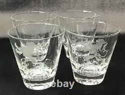 4 Extremely Rare Glastonbury Lotus Leo Double Old Fashioned Glasses