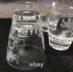 4 Extremely Rare Glastonbury Lotus Leo Double Old Fashioned Glasses