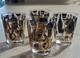 4 Georges Briard Double Old Fashioned Glasses Signed Black Gold Bar-Ware