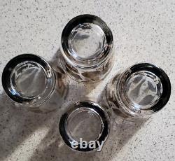 4 Georges Briard Double Old Fashioned Glasses Signed Black Gold Bar-Ware
