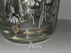 4 Gregory Duncan Cocktail Glasses Double Old Fashioned Gold Flowers