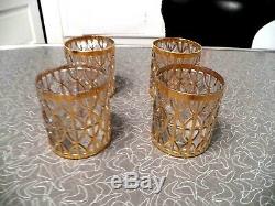 (4) IMPERIAL GLASS El Tabique de Oro GOLD Double Old Fashioned Whiskey Tumbler