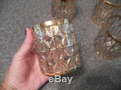 (4) IMPERIAL GLASS El Tabique de Oro GOLD Double Old Fashioned Whiskey Tumbler