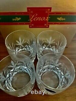 4 Lenox Charleston Double Old Fashioned Glasses Lead Crystal Boxed