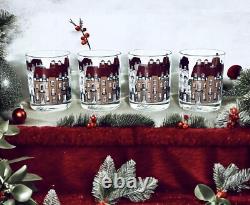 4 Lord & Taylor VICTORIAN VILLAGE 14 OZ Double Old Fashioned Glass Set SIGNED
