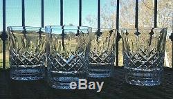 4 Lot Waterford Crystal Lismore Double Old Fashioned Tumbler Glasses 4 3/8 Mint